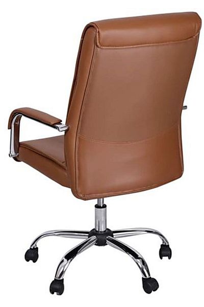 AWF AL WADI FURNITURE Brovy PVC Fabric Double Cushioned Soft High Back Office Chair, Desk Chair, Study Chair, - Brown