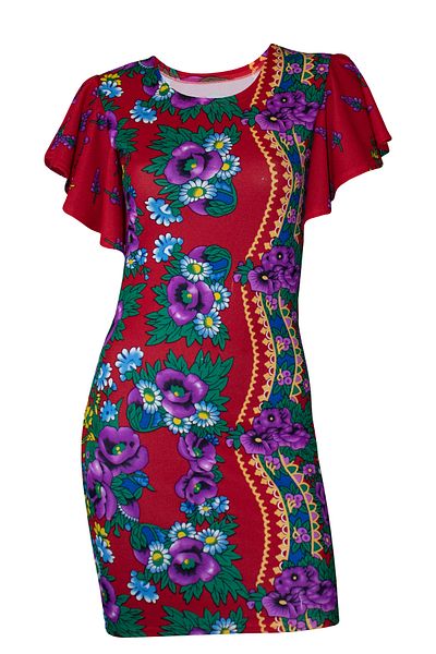 Atelier Anca Socolovschi Mother/daughter set, red dresses with floral print