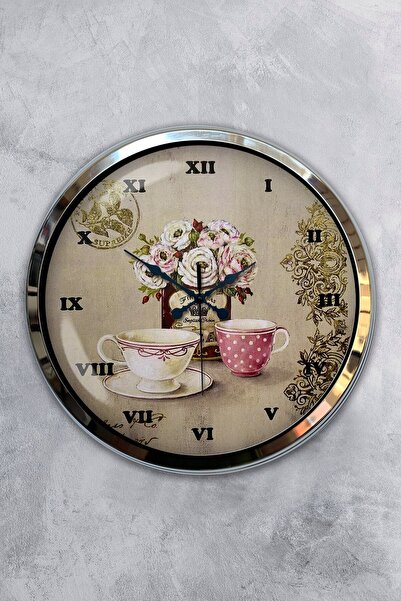 Kasva Concept هدية ساعة حائط مهرج معدنية من الكروم مقاس 40 سم