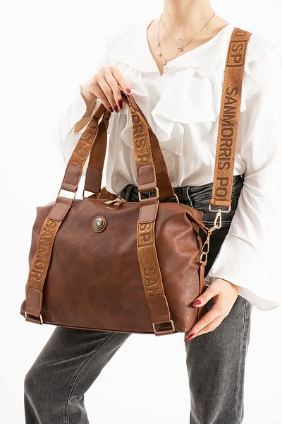 Sanmorris 1432 Sanmorris Branded Multi-Eye Hand and Shoulder Bag with Adjustable Cross Strap