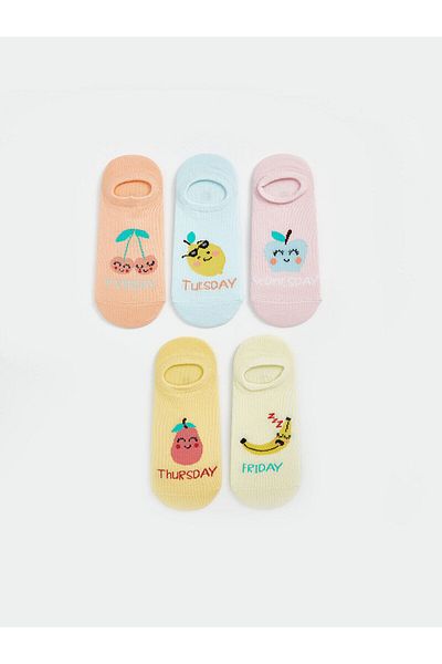 LC Waikiki New Season Patterned Girl's Booties Socks 5-Piece