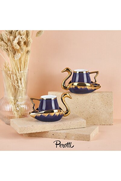 PerottiHome Swan Swan Porcelain Cup Set for 2 People