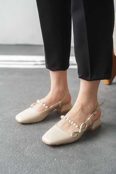 Esilapark Women's Pearl Low Heeled Shoes