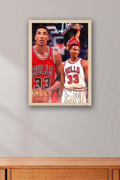 Saturn Scottie Pippen Pictură înrămată - Pictură poster NBA de baschet