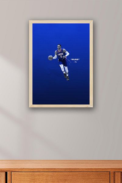 Saturn Russell Westbrook Framed Painting - Basketball Nba Poster Painting