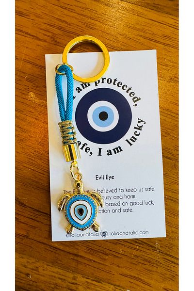 Talia&Talia Turtle Evil Eye Beaded Keychain