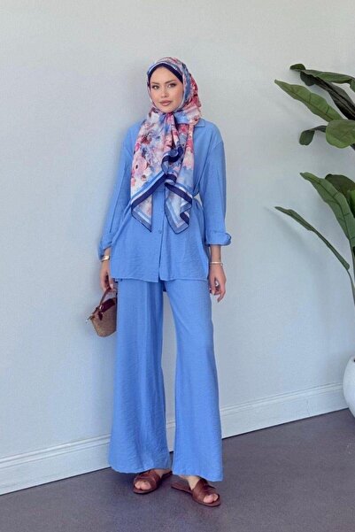 Şulemoda Giyim مجموعة Yalıkavak المزدوجة باللون الأزرق الفاتح