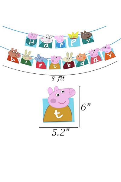 PARTİ AŞKI Πανό Peppa Pig και σετ μπαλονιών 10 τμχ & Σετ μπαλονιών και πανό Peppa Pig Happy Birthday