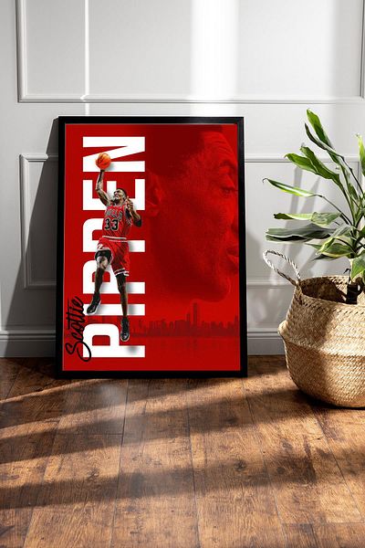 Saturn Scottie Pippen Pictură înrămată - Pictură poster NBA de baschet