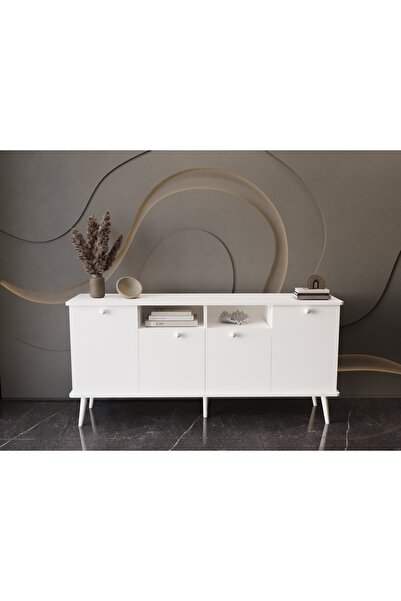 melura home LUNARIS KONSOL 160 CM OVAL KENAR %100 MDF LAKE AHŞAP AYAK