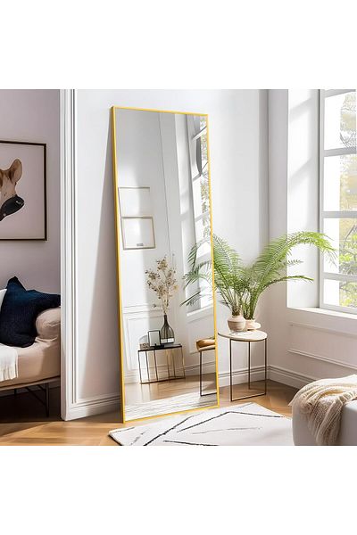 Living Rectangular Standing Mirror with Gold Frame ,160*50 cm
