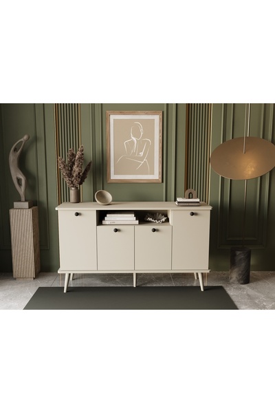 melura home LUNARIS KONSOL 120 CM OVAL KENAR %100 MDF LAKE AHŞAP AYAK