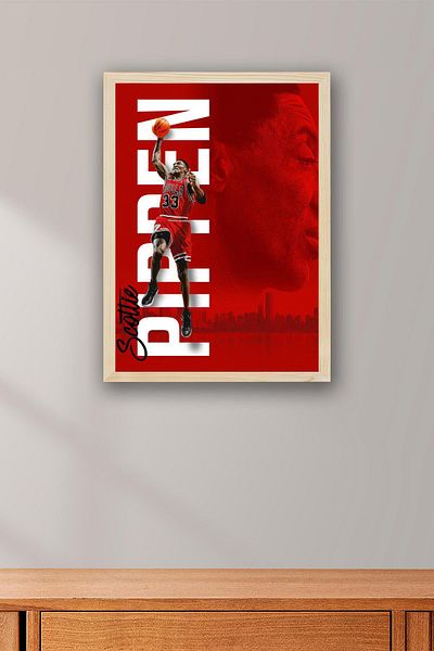 Saturn Scottie Pippen Pictură înrămată - Pictură poster NBA de baschet