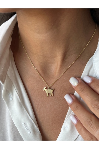 PETITE Keçi Tasarımlı 925K Gümüş Plaka Kolye