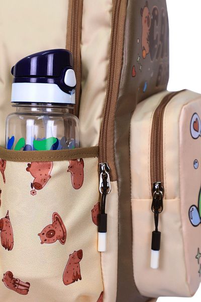 Çantaland 3-Piece Primary School Capybara Printed School Bag with Lunch and Pen Holder for Boys