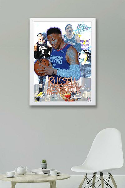 Saturn Russell Westbrook Framed Painting - Basketball Nba Poster Painting