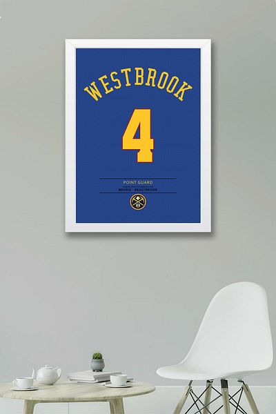 Saturn Russell Westbrook Jersey Framed Painting - Nba Denver Nuggets Jersey