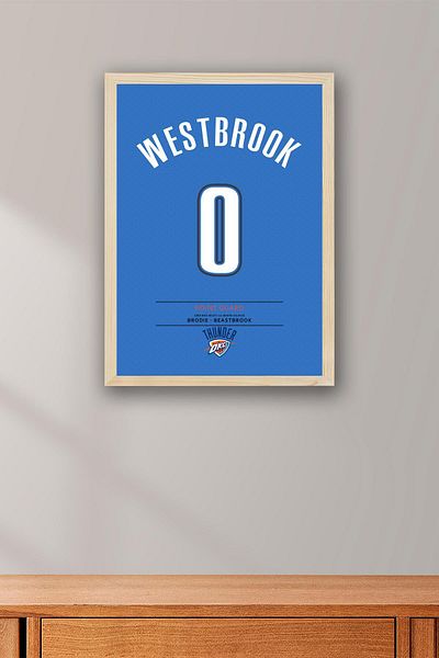 Saturn Tricou Russell Westbrook cu cadru de pictură - Tricou NBA Oklahoma City Thunder