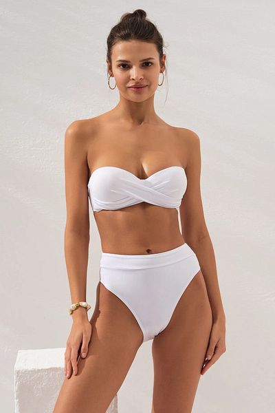 Pierre Cardin Μπικίνι με στράπλες ψηλόμεσο μπλουζάκι Bonie White 231225