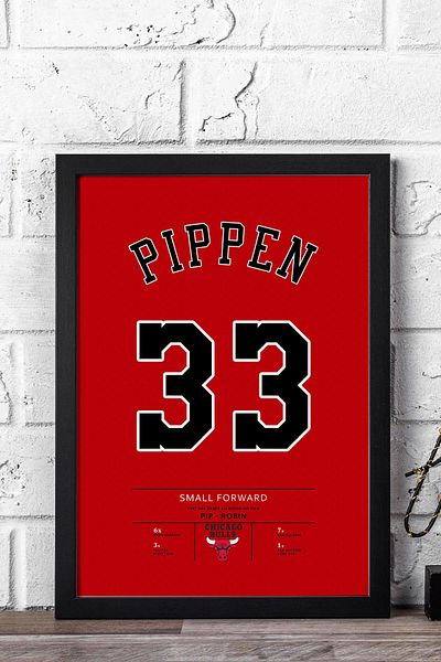Saturn Scottie Pippen Jersey Framed Painting - Nba Chicago Bulls Jersey