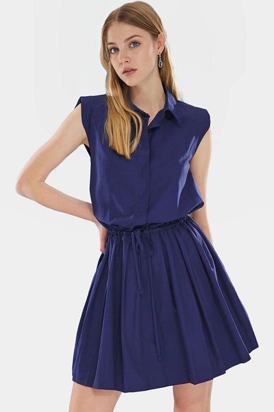 PayBuy Summer Mini Pleated Shirt Collar Dress Cotton Polyester Casual Style Carefully Selected Comfortable Cut