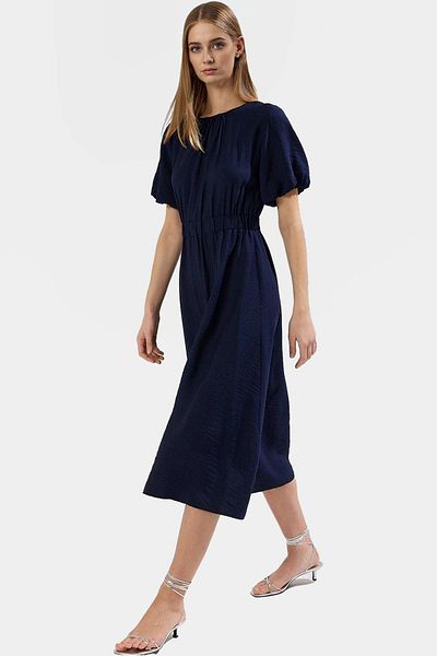 PayBuy A Line Linen Look Midi Dress Balloon Sleeve Polyester Woven Perfect Fit Comfortable Use