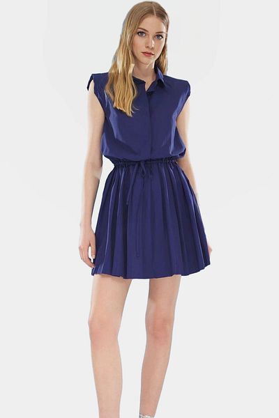 PayBuy Summer Mini Pleated Shirt Collar Dress Cotton Polyester Casual Style Carefully Selected Comfortable Cut