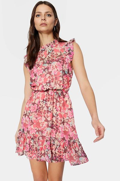 PayBuy Floral Mini Dress Woven Polyester Summer Day Dress Casual Use