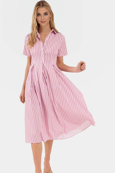 PayBuy Summer Striped Midi Dress Cotton Polyester Casual Style Long Lasting Premium Quality