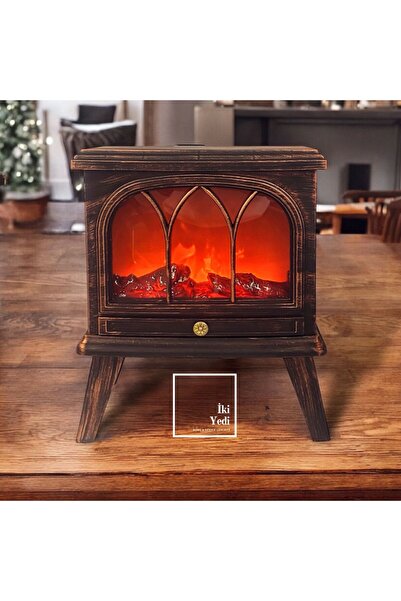 77 Schende 77‑1 Bronz Eskitme LED Şömine Lambası, Dekoratif Gece Masa Lambası, Ofis Ev Hediyesi