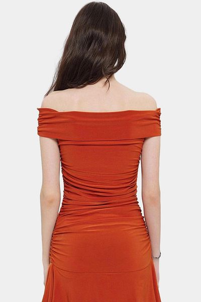 PayBuy Women's a Line Mini Knitted Dress Carmen Collar Daily Use Trend Design Modern Style Comfortable Cut