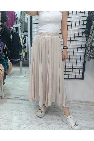 Butik Şans Elastic Waist Lined Woven Viscose Skirt
