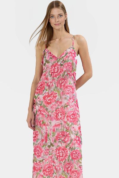 PayBuy Chiffon a Line Midi Dress Floral Pattern Summer Casual Style Durable Material Quality Craftsmanship