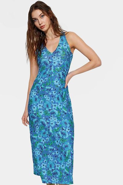 PayBuy Floral Pattern Midi Length Sleeveless Bodycon Dress Polyester Blend Comfortable Casual Style Perfect Fit