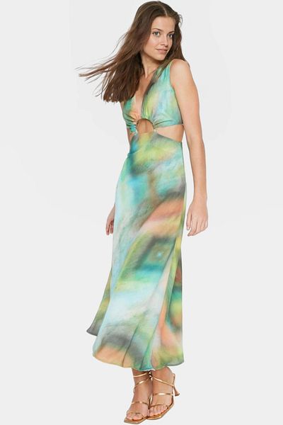 PayBuy Maxi Woven Dress Multi Tie-Dye Pattern Summer a Line Professional Look