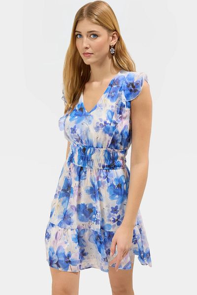 PayBuy Summer Floral Mini Dress Chiffon Woven Lined Skater Modern Style Quality Craftsmanship
