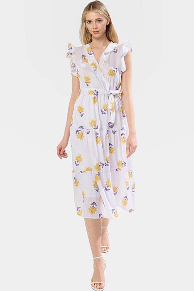 PayBuy Summer Floral Print Midi Dress Cotton Terrycotton Fabric Comfortable Casual Style Stylish Look