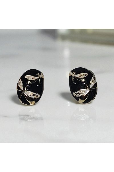 peralist Enamel Butterfly Patterned Earrings