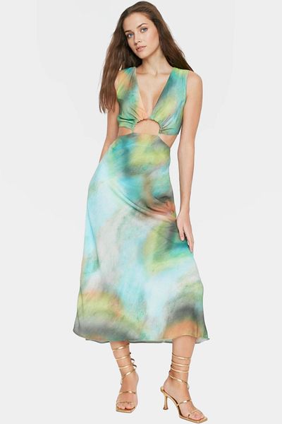PayBuy Maxi Woven Dress Multi Tie-Dye Pattern Summer a Line Professional Look