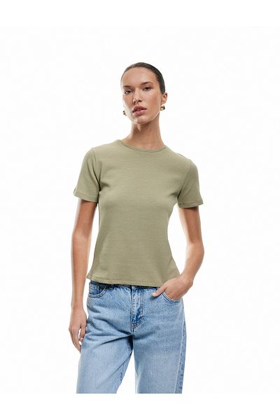 Koton Tricou texturat din bumbac cu mânecă scurtă, sezon nou