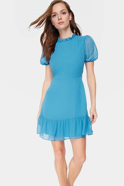 PayBuy Chiffon a Line Mini Dress Balloon Sleeve Summer Casual Comfortable and Stylish Use Special Design