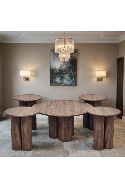 Ch 5-piece wooden tea table set