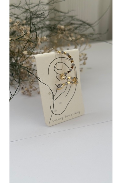 mibrillo Zirkon Taşlı Yılan Earcuff Kıkırdak Küpe