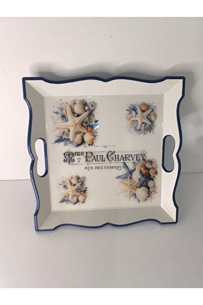 IremTasarimAtolyesi Marin Temalı Tepsi Sunumluk Epoksi El Boyama