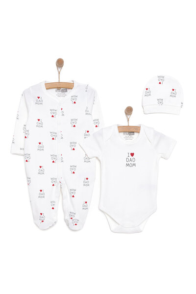 HelloBabymon Yenidoğan Unisex Bebek Tulum-Body-Bere 3lü Takım İnterlok Çıtçıt...