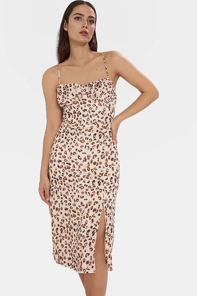 PayBuy Elegant Leopard Print Midi Bodycon Dress Professional Look Stylish Special Design
