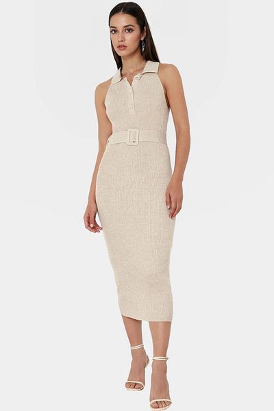 PayBuy Women's Knitwear Midi Dress with Belt Bodycon Slim Fit for Daily Wear