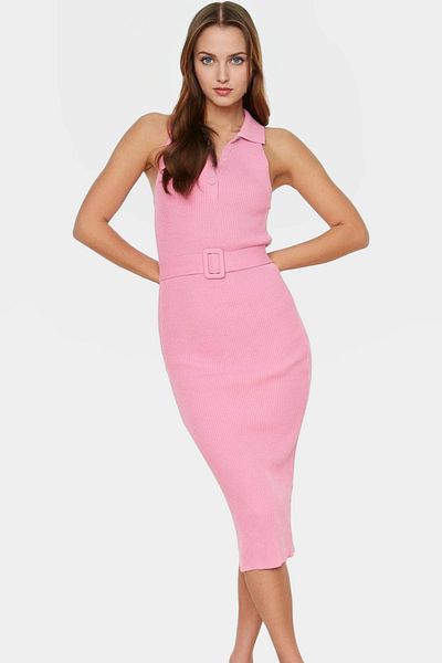 PayBuy Women's Knitwear Midi Dress with Belt Bodycon Slim Fit for Daily Wear