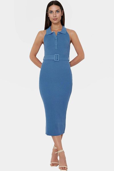 PayBuy Women's Knitwear Midi Dress with Belt Bodycon Slim Fit for Daily Wear