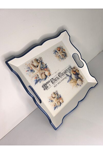 IremTasarimAtolyesi Marin Temalı Tepsi Sunumluk Epoksi El Boyama